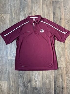 NikeFITDRY Texas A&M Aggies Maroon Polo with White Accents NWOT